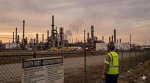 AI generated image of an emergency at a refinery