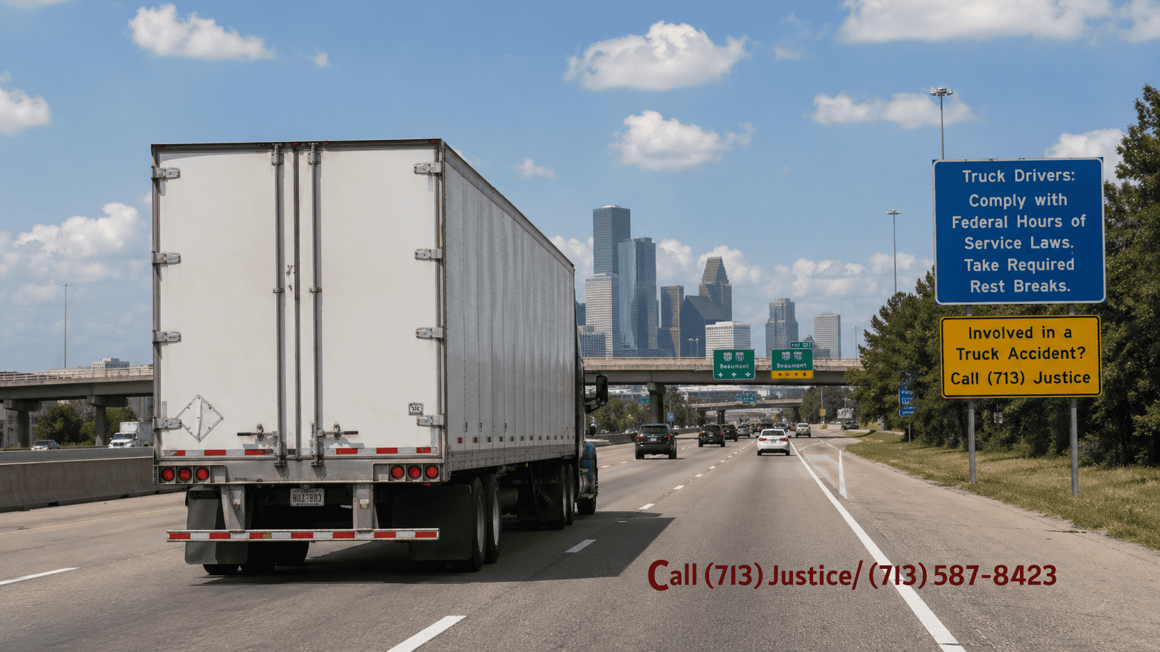 18-wheeler driving on a Houston highway
